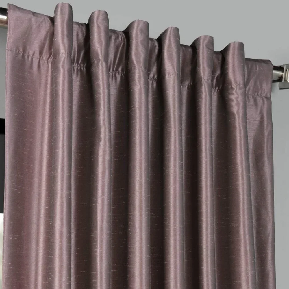 Smokey Plum Blackout Curtains Set 2 Panels Silk Thermal Room Darkening